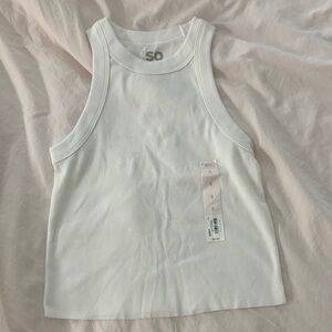 SO White Ribbed Sleeveless Top